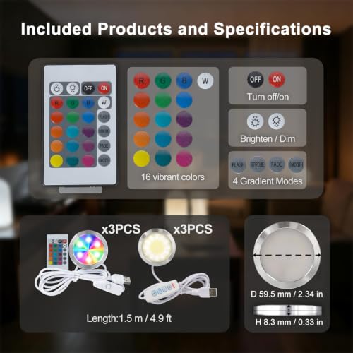 Image of LED Lamp Kit 001 for Bambu Lab MH001, 3D Printer Light Kit, MakerWorld DIY Hardware Lamp Kit,Round Light for 3D Printing USB 5V LED Kit 001 with Power-Off Memory Dimmable 3 Color