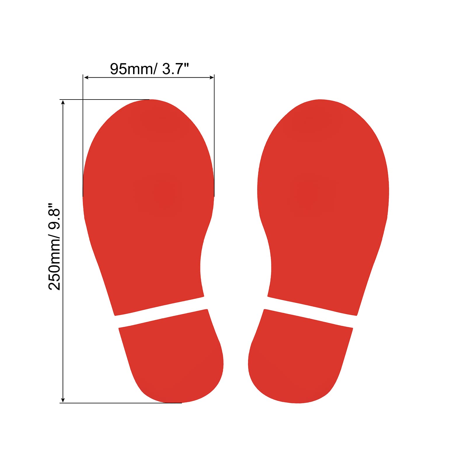 PATIKIL 10x3.7" Footprint Sticker, 4 works PVC Shoes Floor Decal Sign for Class Decor Stair Guide Red - Image 2