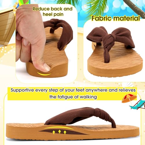 3 Pairs Flip Flops for Women Arch Support Thong Sandals with Bags Comfortable Cushion Summer Beach Sandals Bohemian3