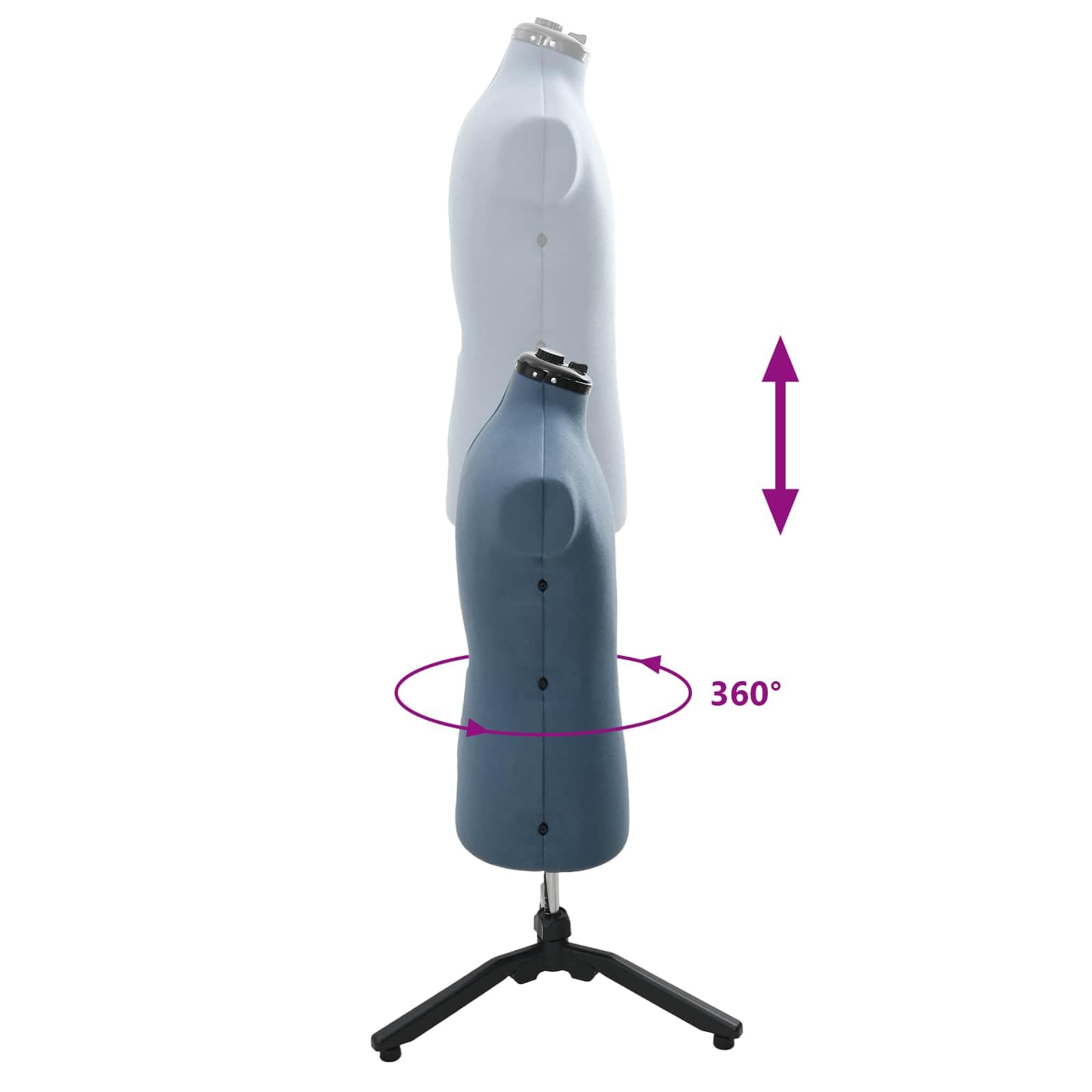 Regulowany manekin krawiecki dla mężczyzn, niebieski, 99-112 cm, z obrotowym statywem, obicie materiałowe, ergonomiczne wzornictwo, idealny do projektowania mody, krawiectwa na miarę