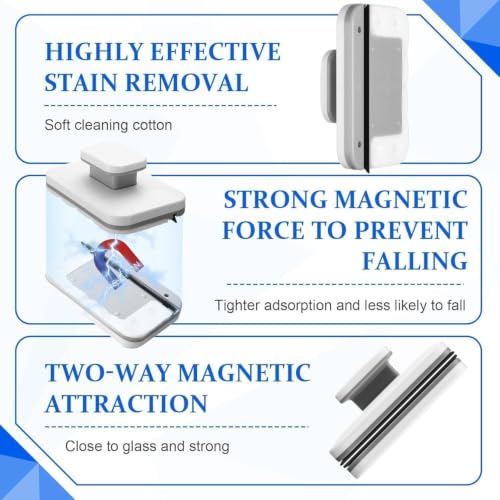 Image of Magnetic Window Glass Cleaner Double Sided Window Cleaning Brush Magnetic Glass Wiper for Home Office Apartment High Rise Window Cleaning Tool
