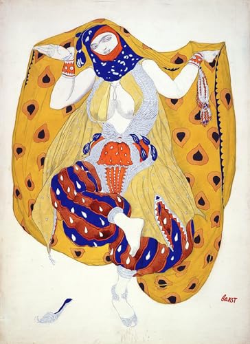 Cuadro de ballet abstracto sobre lienzo Leon Bakst decoración de pared 60x90cm
