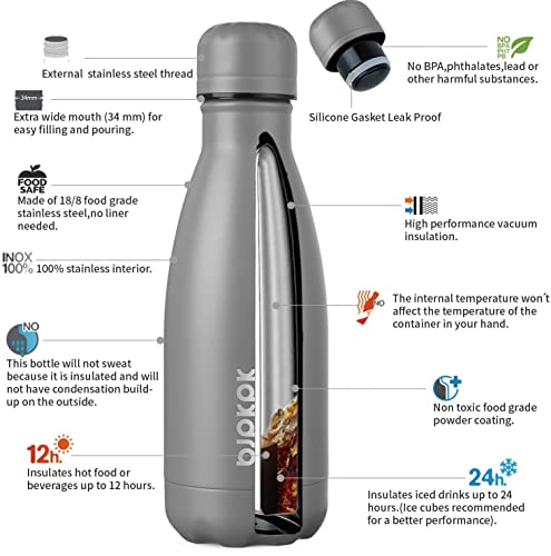 Image of BJPKPK 12 oz Small Insulated Water Bottle, Stainless Steel Leak Proof Flask
