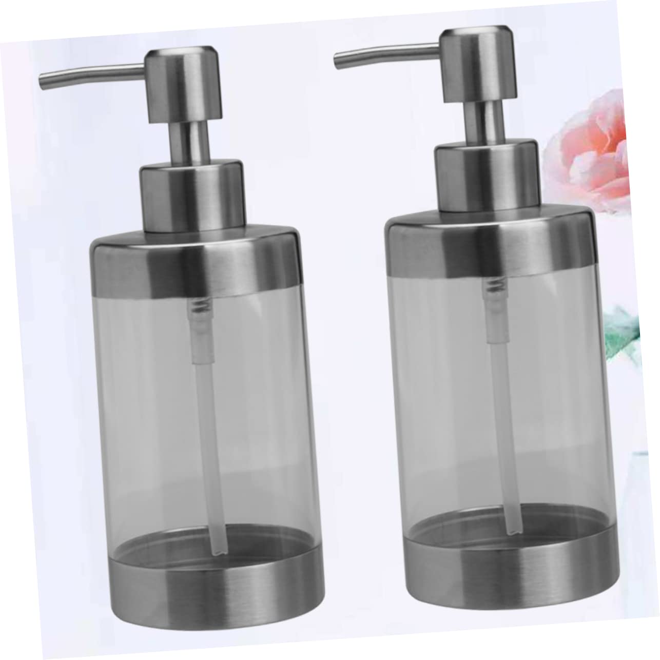 2piezas Dispensador De Loción Envase De Champú Vacío Acero Inoxidable Fácil De Limpiar