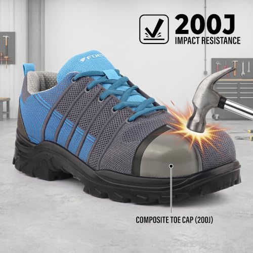 Image of FUEL Aqua Safety Shoes for Men | Lightweight Industrial Steel Toe Safety Shoe | Breathable Knitted Upper | Anti-Bacterial PU Sole | ISI Marked Work Shoes for Men