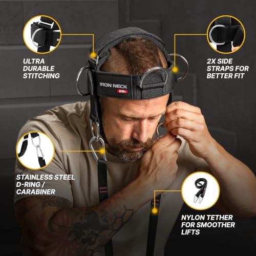 Image of Iron Neck Alpha Neck Trainer - Exercise & Workout Equipment | Versatile Neck Exerciser, Strengthener, Trainer with Adjustable Head and Chin Strap, Portable Head Harness for Weight Lifting