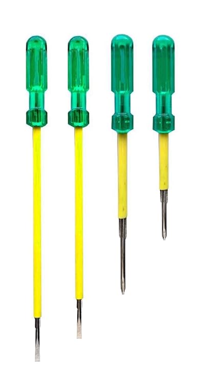 MLD 801 Household Repair Home Tool Kit Combo Size 4,6,8,10 Inchs Long Insulated Screw Driver 2 in 1 +/- Bits Material Carban Steel (Multicolor) Pack of 1