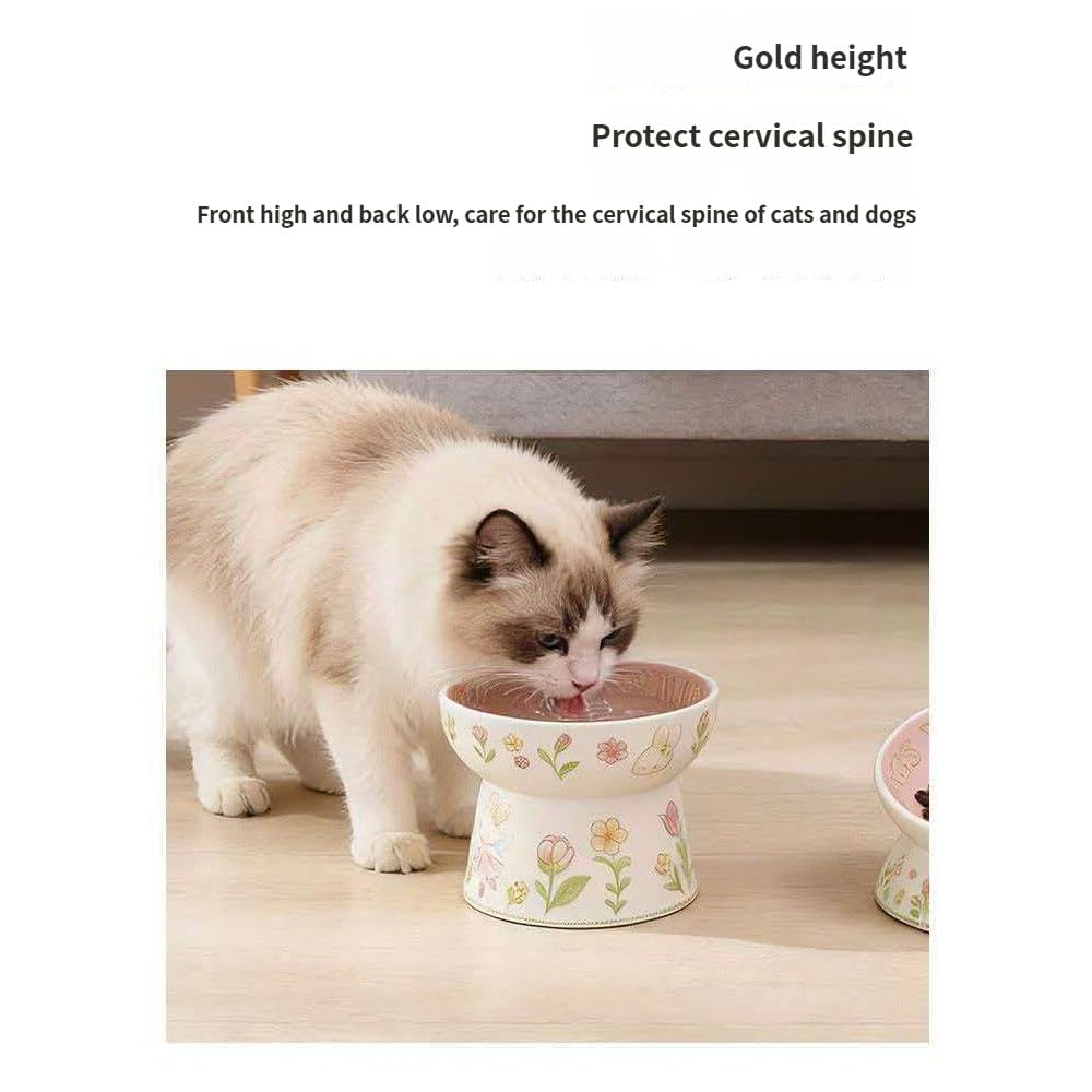 Adorable Juego de 3 comederos para Gatos Ragdoll, de cerámica. Incluye Bebedero, comedero Inclinado y Plato Hondo. B