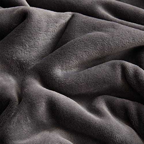 KMUSET Fleece Blanket Dark Grey Queen Size Lightweight Cozy Plush Microfiber Bed Blanket Factory Shop