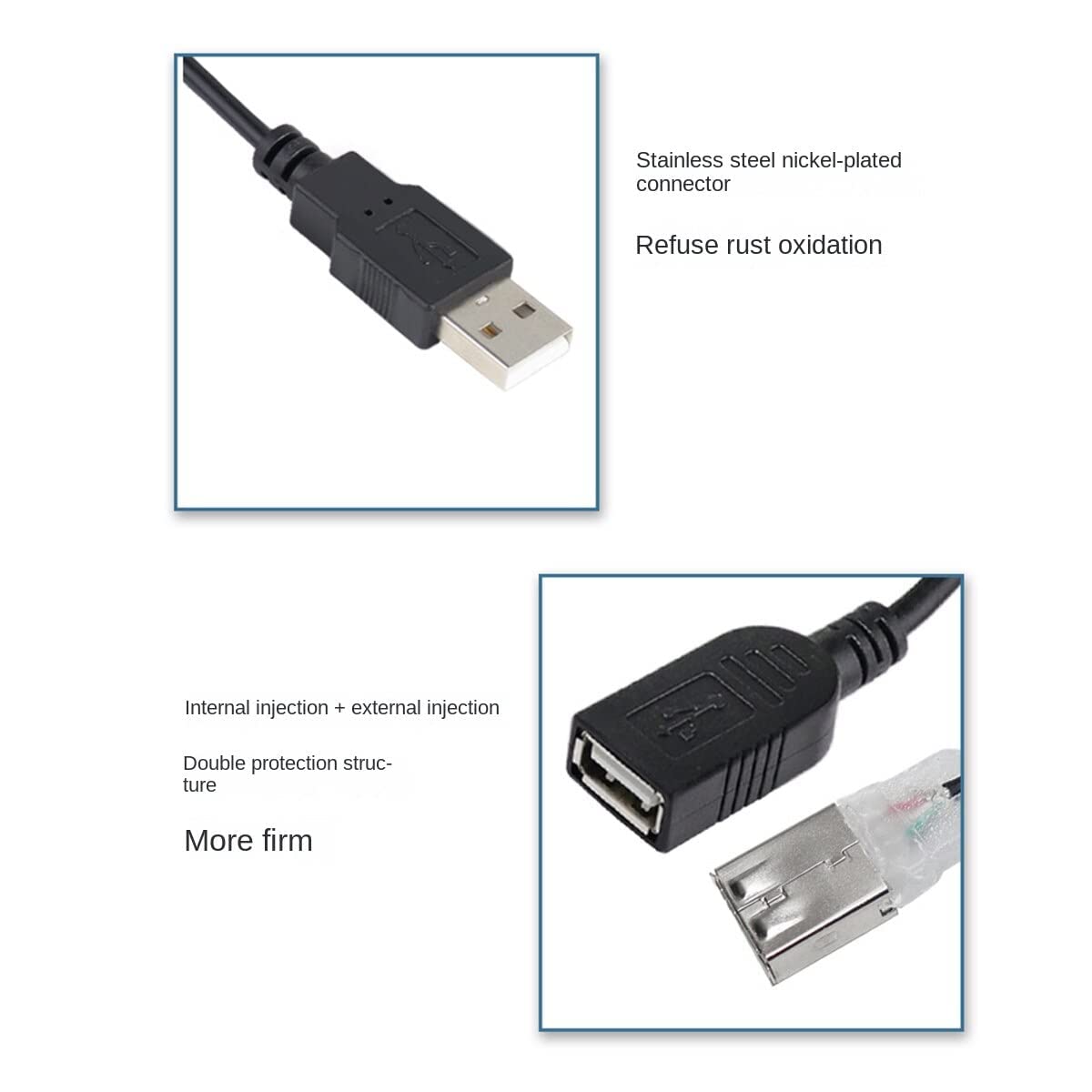 USB 2.0 Mâle/Femelle à Fil Nu Câble à Extrémité Ouverte 5V 2
