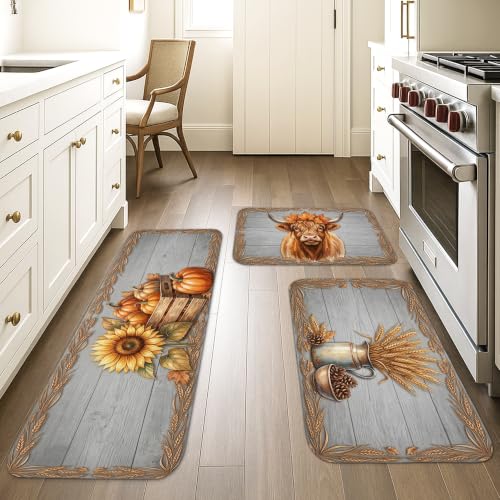 Tapis de cuisine en tissu doux de qualité supérieure motif blé d'automne rustique