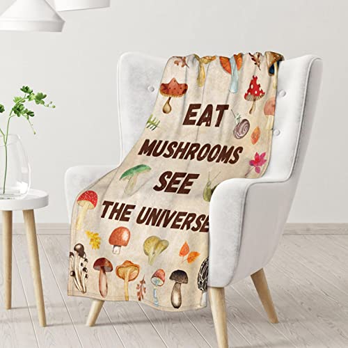 Mercuryelf Mushroom Throw Blanket - Soft, Fuzzy & Warm - 30x40 Inches Small Blankets for Lap, Crib - Beige Vintage Throws Gift for Mushroom Lovers