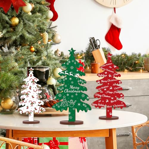 3-Pcs-Wooden-Christmas-Tree-Tabletop-Signs-Decor-3-Sizes-Double-Sided-Design-Christmas-Decorations-Indoor-Table-Centerpieces-Christmas-Tiered-Tray-Decor-for-Home-Mantel-Fireplace-Windowsill-Party 3 Pcs Wooden Christmas Tree Tabletop Signs Decor 3 Sizes Double Sided Design Christmas Decorations Indoor Table Centerpieces Christmas Tiered Tray Decor for Home Mantel Fireplace Windowsill Party