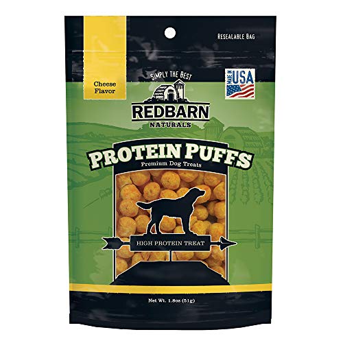 Redbarn Pet Products All-Natural Protein Puffs Crunchy Treats for Dogs and Puppies, Cheese Flavor - Premium Grain-Free High Protein Low Fat Bites - with No Artificial Ingredients - 1 oz Bag