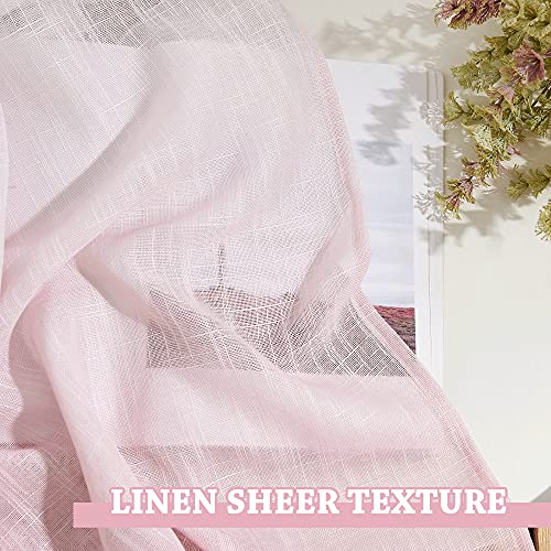 Nicetown Teens/Girls Curtains Ombre Sheer Linen Panels For Bedroom, Grommet Semi Sheer Privacy With Light Filtering Window Drapes For Apartment/Flat, W50 X L63, Set Of 2, Pink #TOP3