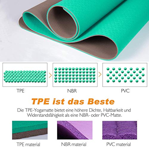 Image of Bodylastics Yoga Mat for Men and Women with Carry Bag TPE 6ft x 2ft x 6mm Large Size Anti Slip & Anti Tear Workout Mat