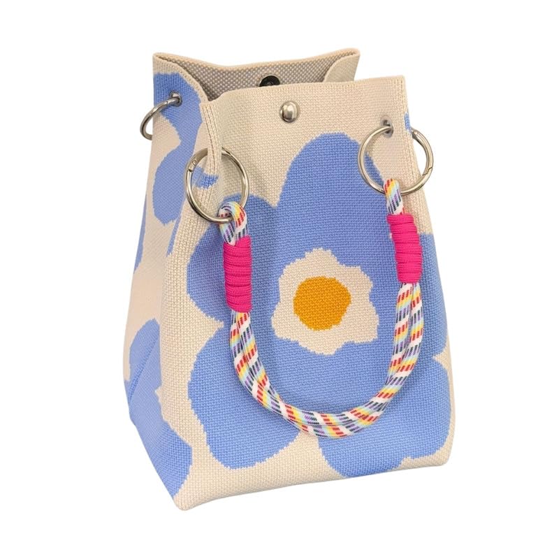 Knitted Flower Design Mini Handbag | Soft Fabric Large Capacity Hand Carry Bag-image-48