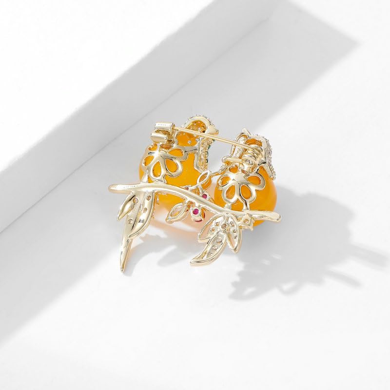 Image of Magpie Lovebird Brooch Inlaid with 14K Gold Moissanite, Romantic Bird Design Love Corsage for Lovers, Creative Birthday Gift