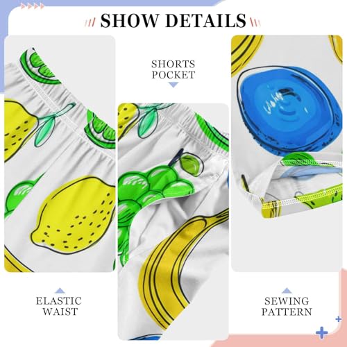J JOYSAY Assorted Fruits Sketch White Pajamas Pants Soft Long Pajama Bottoms Lounge Sleep Pants Size S-XL4