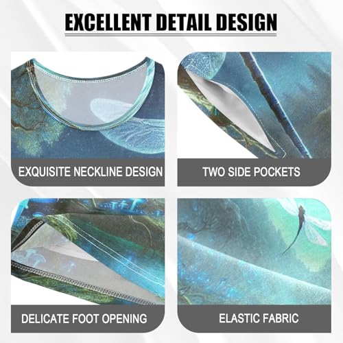 Dragonfly Blue Pajama Set Short Sleeve Sleepwear Soft Pajamas Shorts Sets Cotton PJS 5Y4