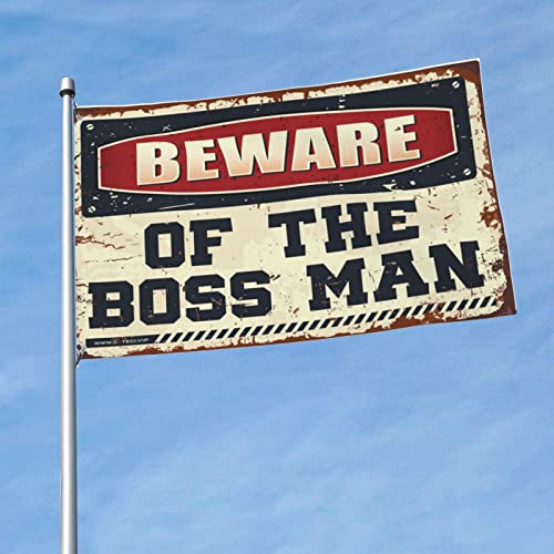 Drapeau Beware of The Boss Man decoration de piscine exterieure et terrasse festive