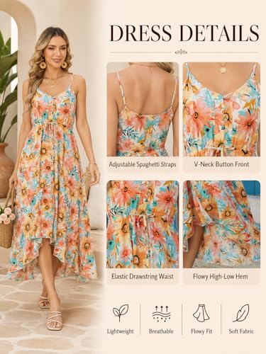Image of BROVAVE Women's 2026 Summer Casual Boho Sundress Spaghetti Strap Midi Dress