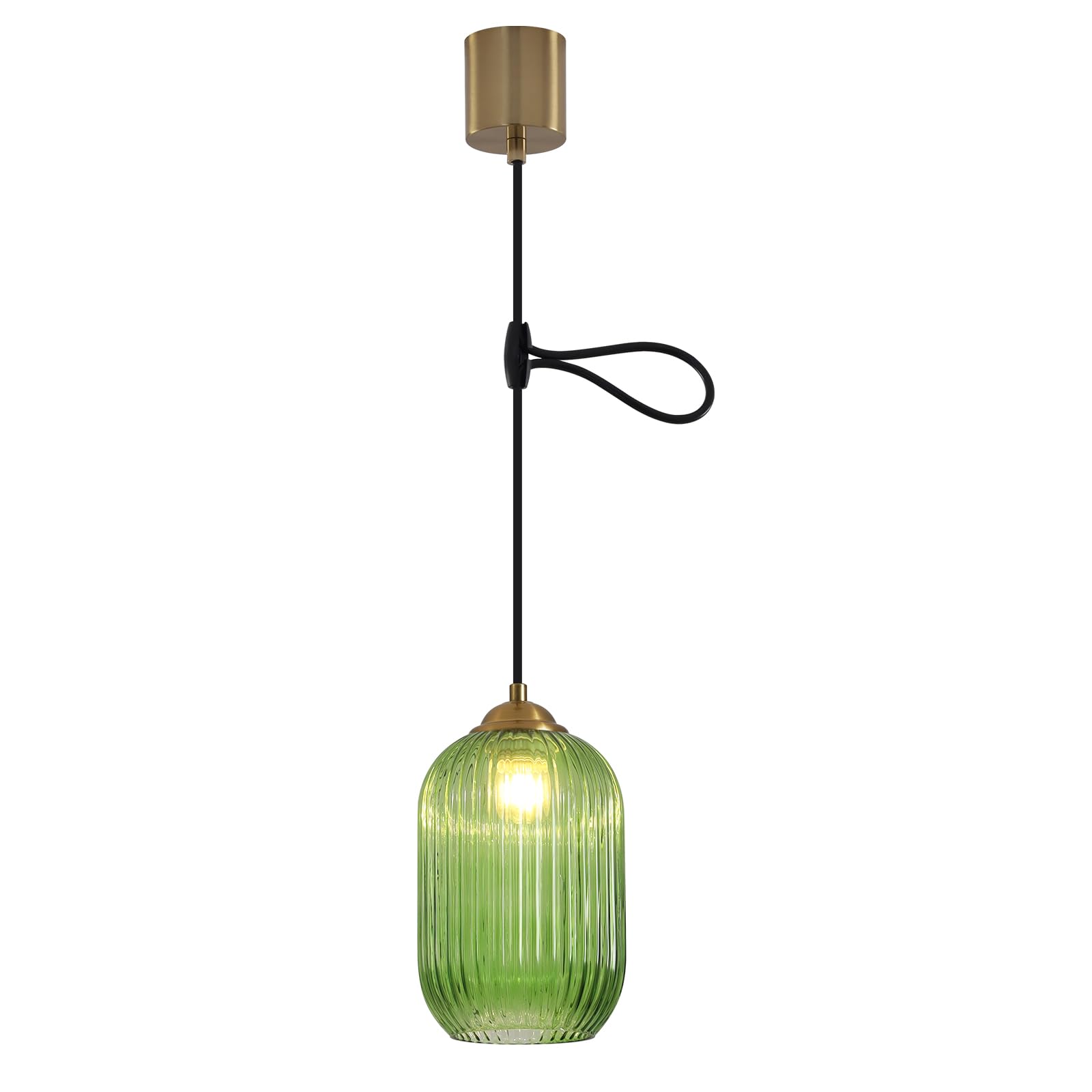 KCO Lighting 欧モダン ペンダントライト 高さ調節可能 ガラスシェード 引掛シーリング用 E26口金 14cm 三色調光 LED対応 おしゃれ 天井照明 照明器具 インテリア ダイニング リビング キッチン 寝室 電球別売り グリーン
