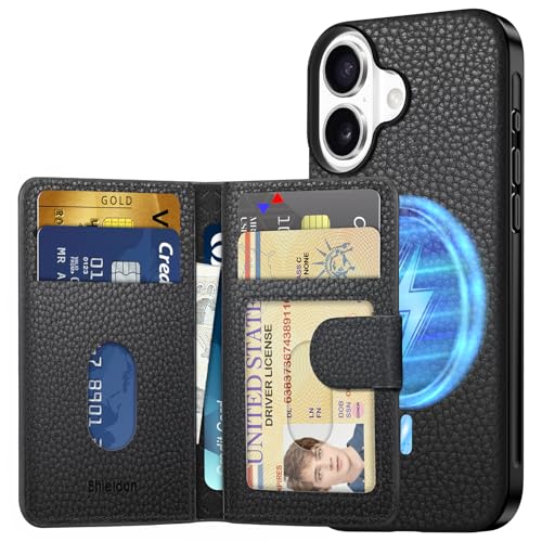Coque cuir véritable pour iPhone 16 et porte-cartes amovible blocage RFID anti-piratage sans fil