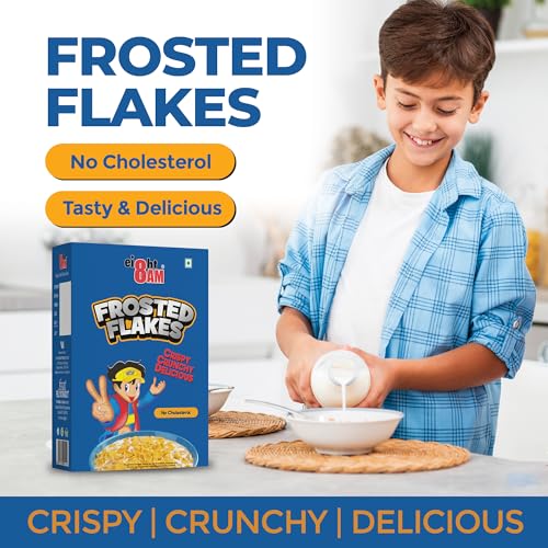 Image of 8:00 AM Frosted Flakes Cereal 480 Gram Box | Made With Golden Corn | 99% Fat-Free | Premium Corn Flakes | Low Cholesterol | Ideal Healthy Breakfast Choice | Crunchy & Delicious Morning Cereal