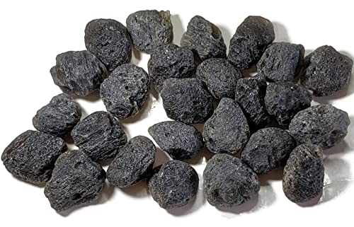 Top-Rock-Shop 1Pc Agni Manitite 25Mm Pearl Of The Divine Fire Rare Pseudo Tektite Aa-Grade Translucent Natural Healing Crystal Gemstone Specimen From Indonesia, Black, Grey, White, #TOP4