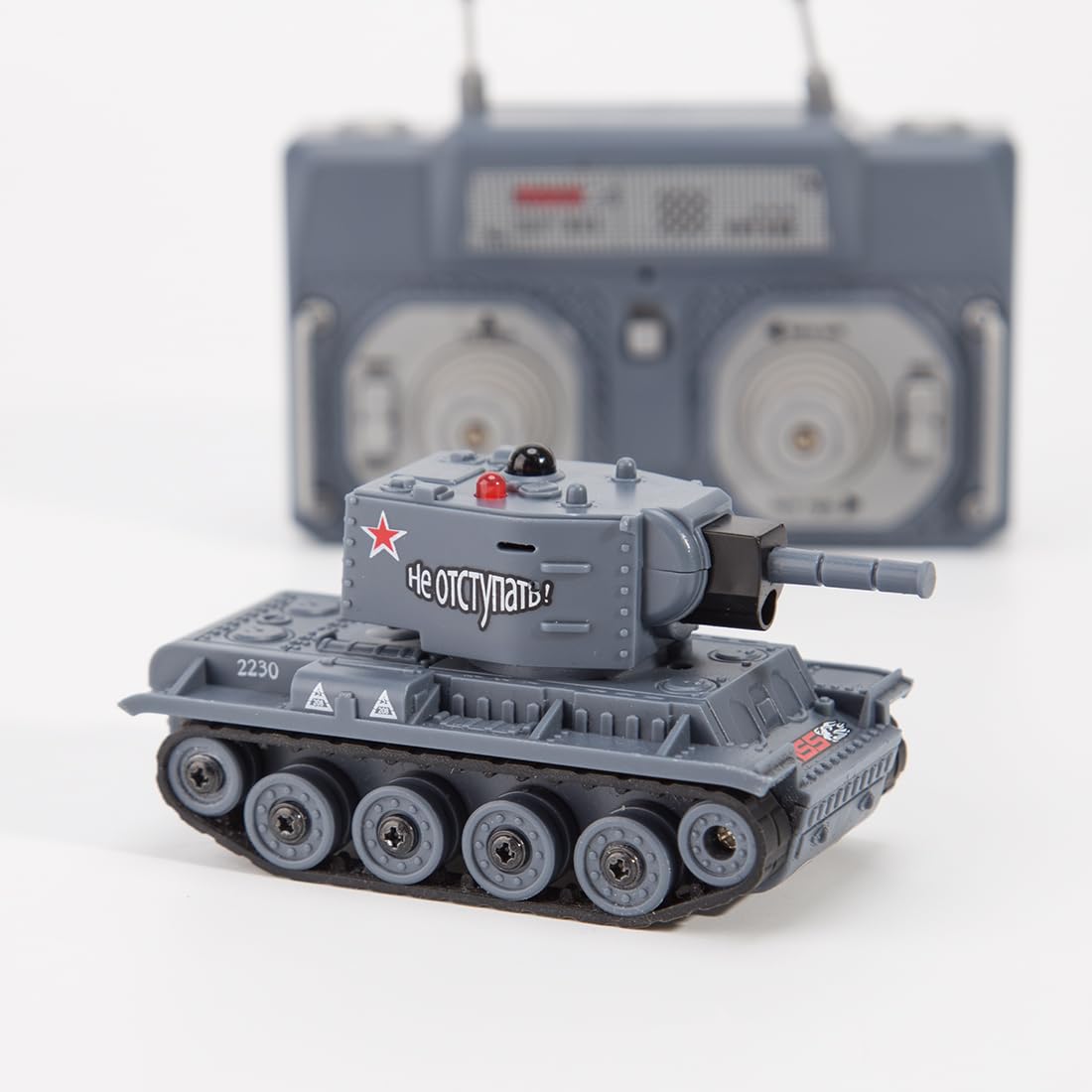 Réservoir télécommandé 1/64, mini char de combat RC 2,4 G avec mode de combat infrarouge, tourelle rotative et entraînement sur piste, pour adultes (gris)
