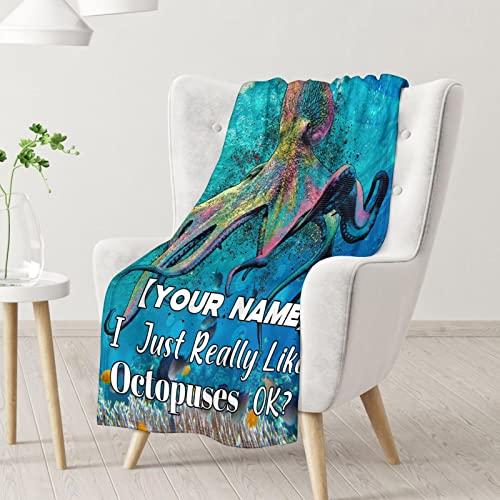 Mercuryelf Custom Octopus Throw Blanket - Soft, Fuzzy & Warm - 30x40 Inches Small Blankets for Lap, Crib - Novelty Throws Gift for Sea Lovers