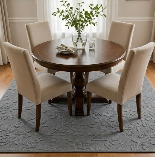 Image of HOMETHREADS Premium Plush Soft 2-Layer Faux Rabbit Fur Embossed Carpet, Washable Area Rug with Anti-Skid Backing for Living Room, Bedroom, Hall & Office, Ultra Soft Floor Carpet(Grey, 6' x 8' Feet)