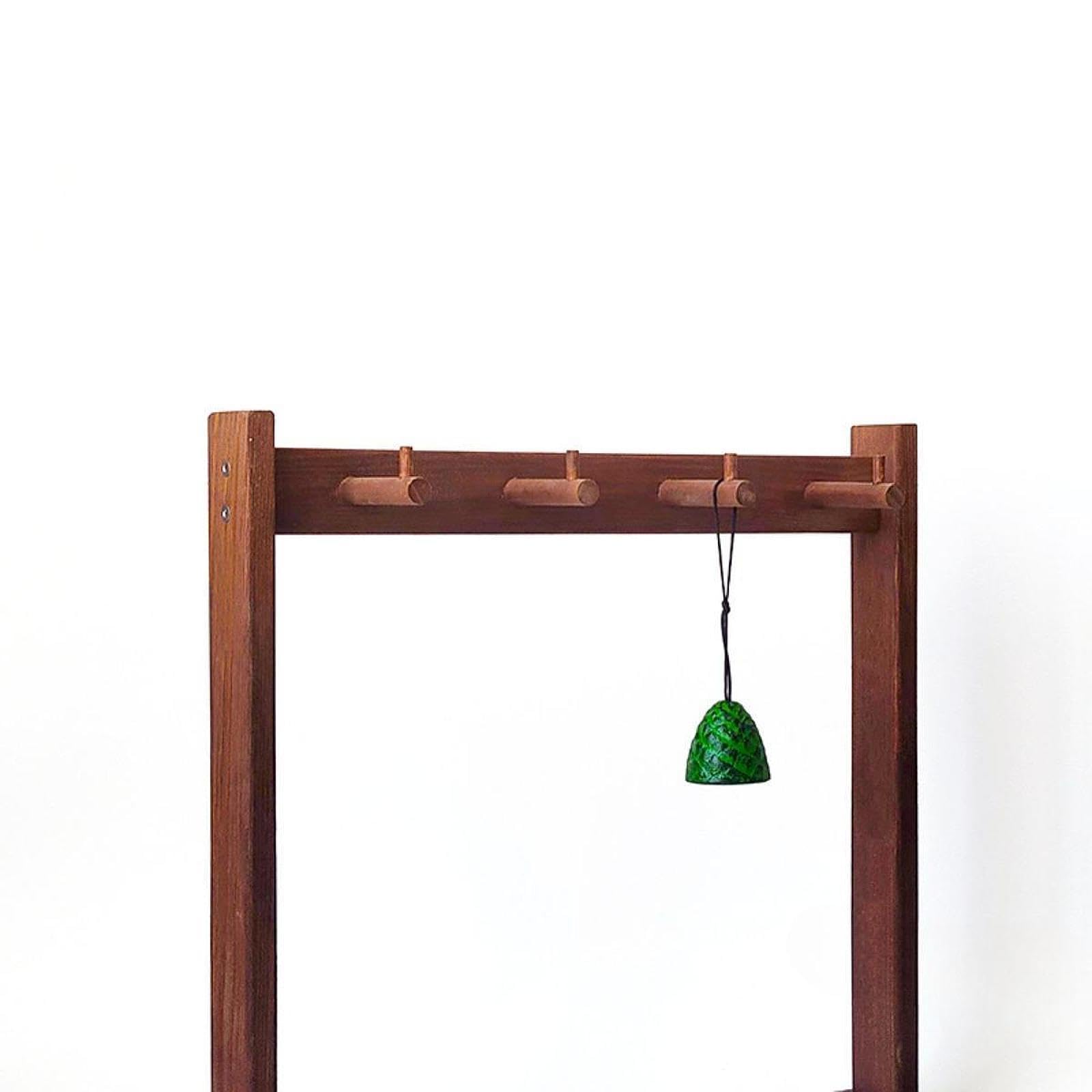 DYNWAVE Wood Chime Stand Hanging Rack Wood Professional Multipurpose Chime Holder Gong Stand for Tea Room Bedroom Desktop , Small