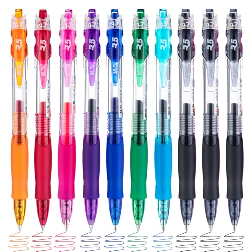 M&G 10 bolígrafos de gel multicolor 0.7mm punta fina