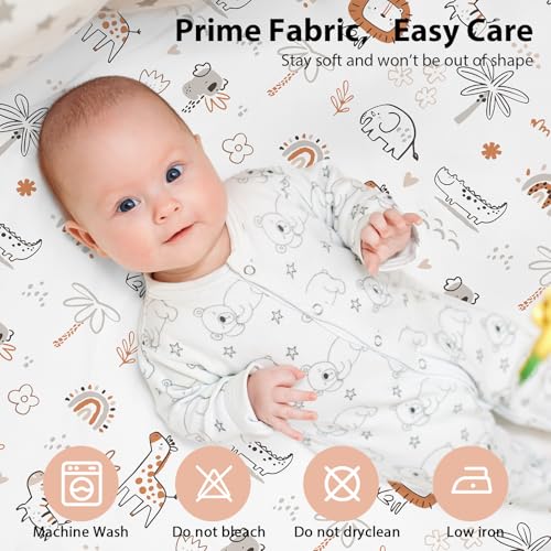 Image of Baby Bedside Bassinet Sheets Fitted, 33 inchx20 inch Compatible with Baby Delight Dream On Me & Most Rectangle Bedside Sleeper Bassinet Mattresses, Super Soft Microfiber Orange Animal World