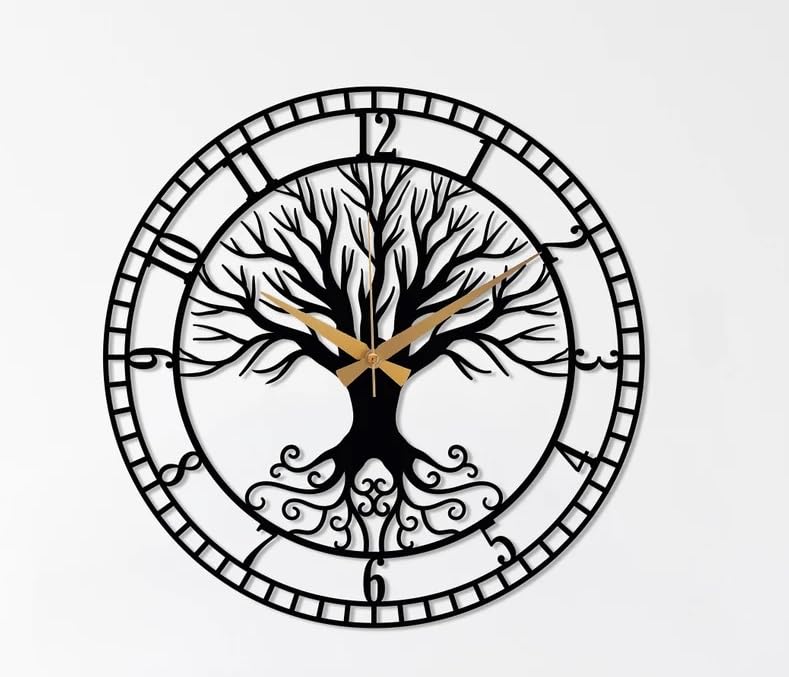 Image of Stylish Metal Wall Clock for Living Room, Bedroom, Office, Kitchen, Home and Hall | Antique Fancy Big Size Modern Wall Watch for Home Decor (DA-40, 50 CM)