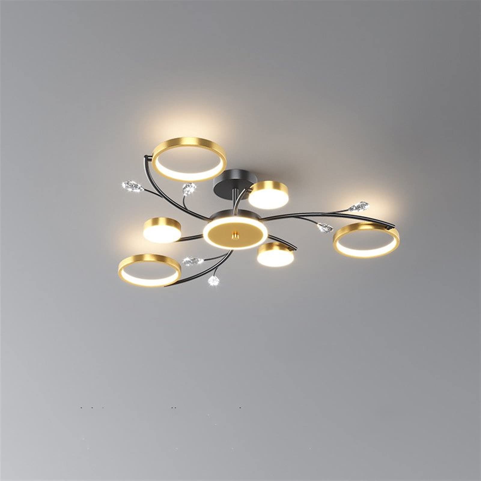 Lustre LED moderne en finition or, éclairage de plafond haut de gamme