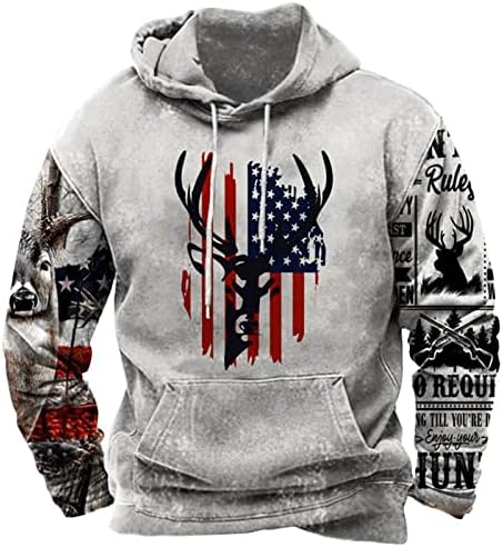 Men's Hooded Sweatshirt American Flag Print Long Sleeve Pullover Sweatshirt Vintage Tribal Aztec Graphic Hoodie Tops