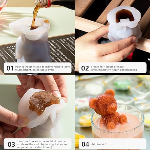 Moldes de Hielo de Silicona en Forma de Oso, Pack de 2 miniatura 3