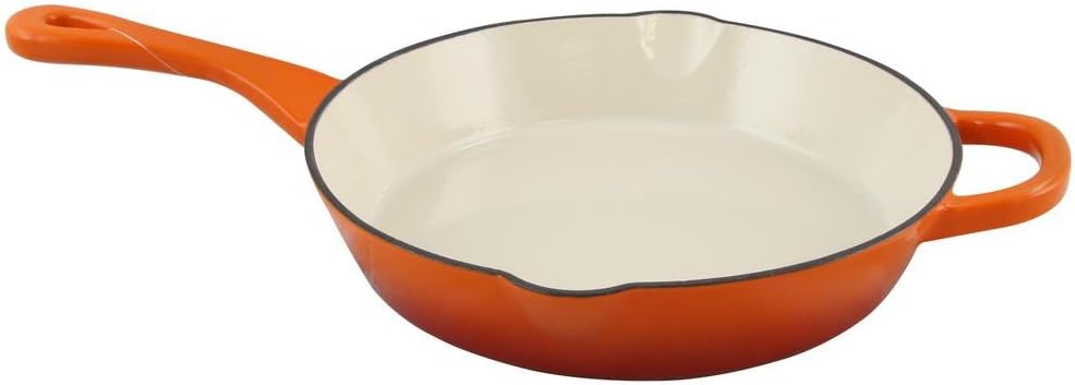Crock Pot Artisan 10 Inch Enameled Cast Iron Round Skillet, Sunset Orange