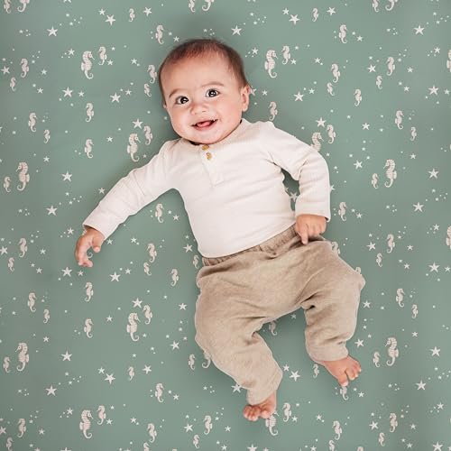 Image of Crib Sheets Neutral - Fitted Baby Crib Sheets Bed for Girl Boy - 2 Pack Standard & Toddler Mattress (Ocean Odyssey) - Buttery Soft Organic Cotton Blend