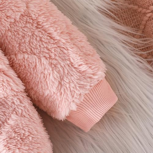 SHIBAOZI Infant Newborn Baby Girl Clothes Solid Zipper Fleece Romper Long Sleeve Hooded Toddler Fall Winter Warm Jumpsuits4