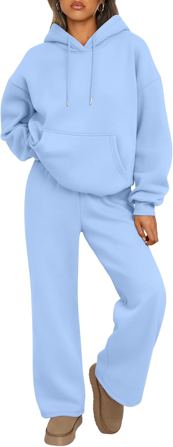 Trendy Queen Womens 2 Piece Outfits Lounge Fall Fashion Sets Oversized Sweatshirts Wide Leg Pants Sweatsuits Winter Clothes