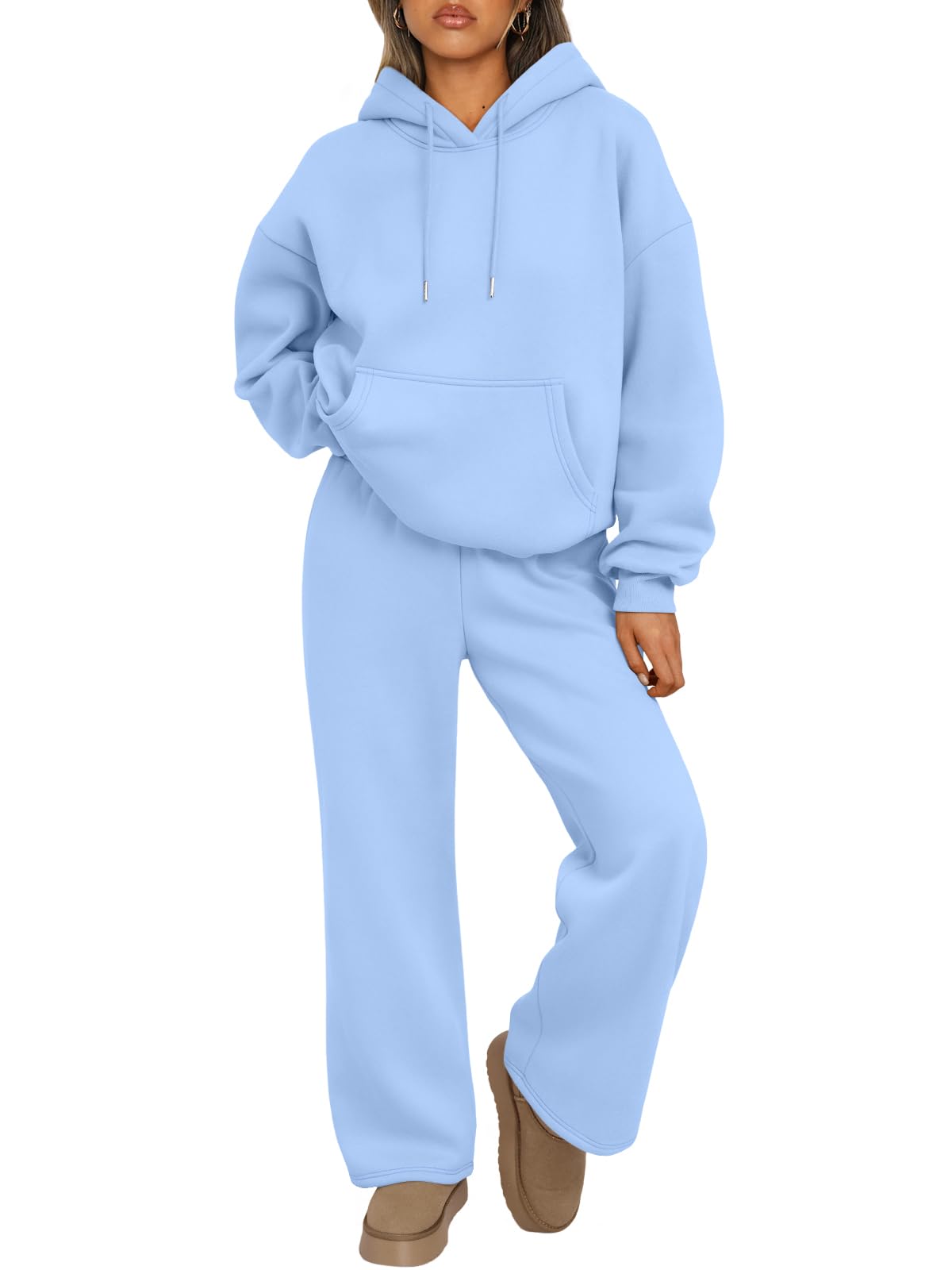 Trendy Queen Womens 2 Piece Outfits Lounge Fall Fashion Sets Oversized Sweatshirts Wide Leg Pants Sweatsuits Winter Clothes