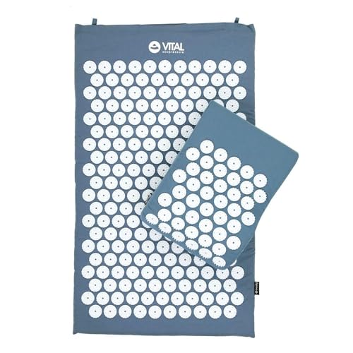 Bodhi Vital, set di tappetini per agopressione, tappetino massaggiante e cuscino con custodia, cuscino per l'auto-massaggio, tappetino rilassante contro il collo e il mal di schiena, tappetino per