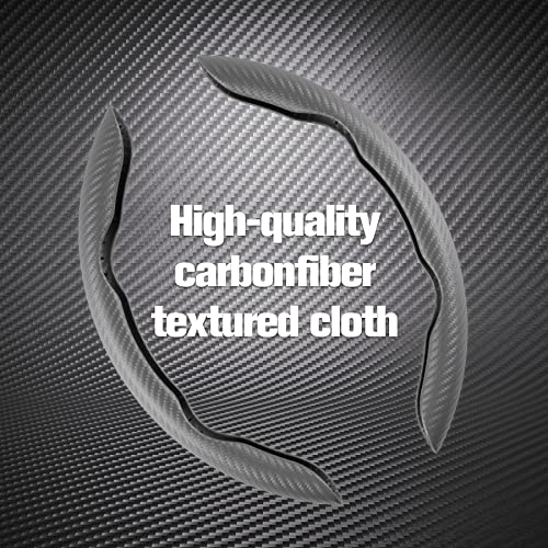 Image of Amiss 2pcs Carbon Fiber Anti-Skid Steering Wheel Cover, Waterproof & Segmented Butterfly Design, Universal 99% Vehicle Wheel Cover Protector, Car Interior Accessories (Grey-2pc)