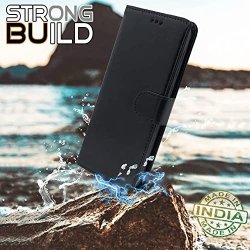 Image of Pikkme Samsung Galaxy A03s Flip Case Leather Finish | Inside TPU with Card Pockets | Wallet Stand and Shock Proof | Magnetic Closing | Complete Protection Flip Cover for Samsung Galaxy A03s (Black)