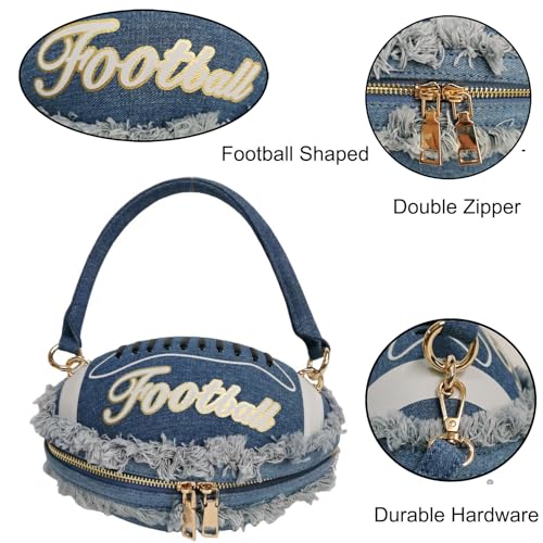 Image of Women Rhinestone Football Shaped Handbag Chain Crossbody Shoulder Bag Football Purse | Rugby, Unique, Novelty, Football