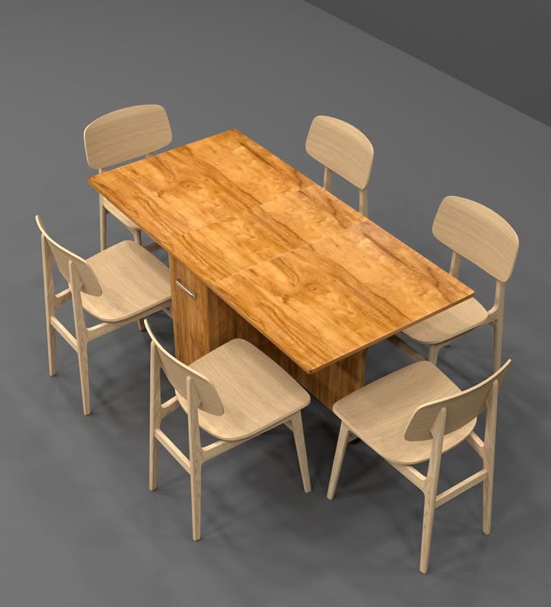 Image of SPECIALITY PANELS Folding Dining Table with 6 Wheels | Engineered Wood | Compact Design | Tables for Small Spaces | Termites Resistance | Kitchen Table in Cochwood Dark Finish